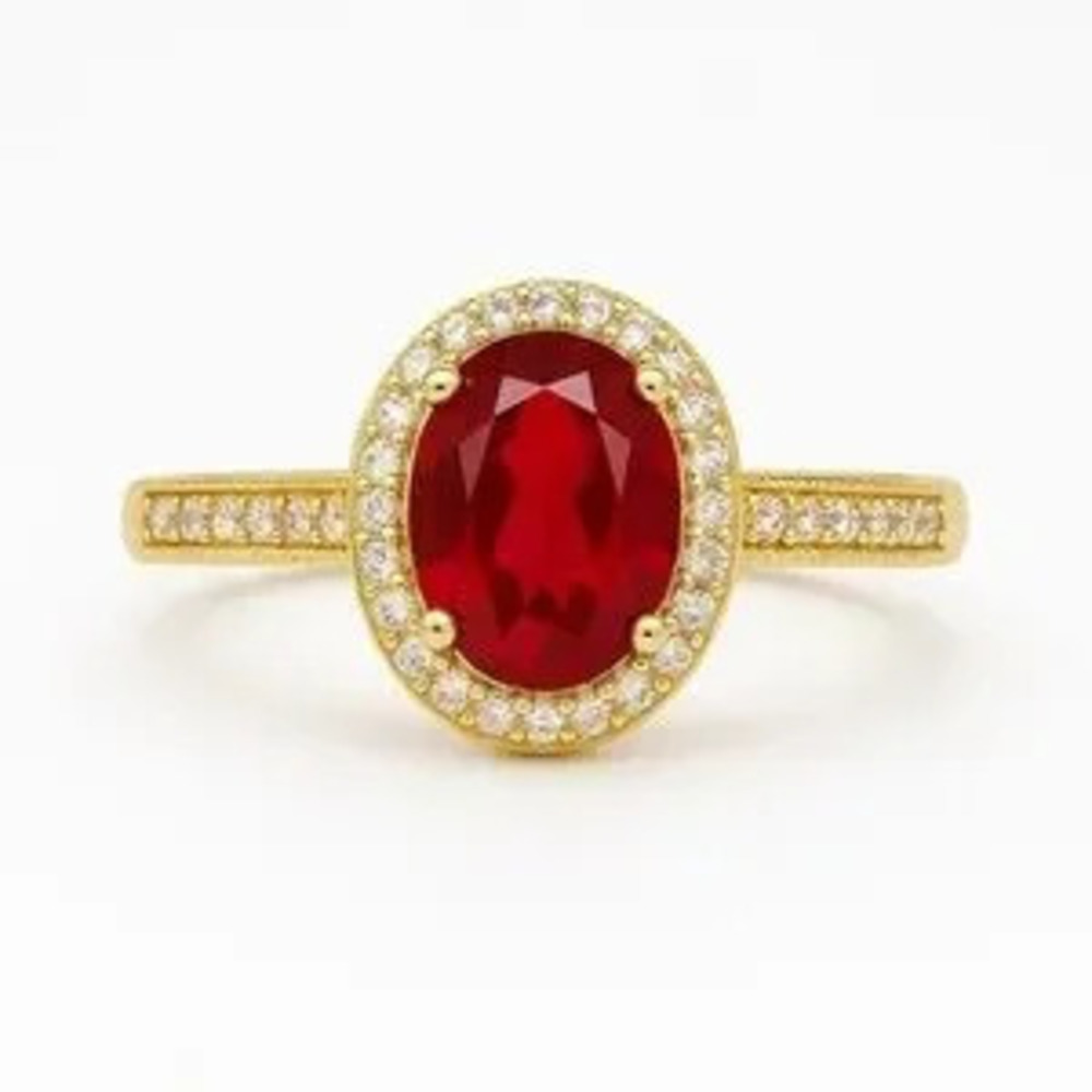 Elegant Gold and Red Gemstone Ring